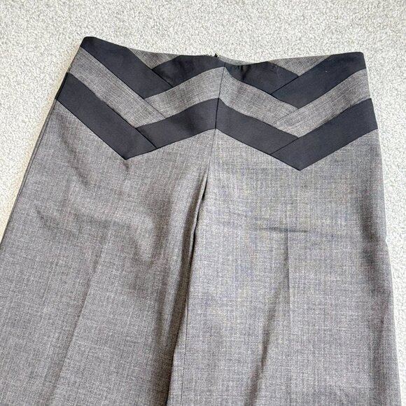 BCBG MaxAzria Gray Black Wool Blend Wide Leg Dress Pants Office US 4     - S2490 - Picture 3 of 10